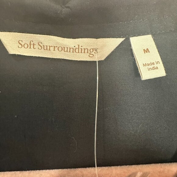 Soft Surroundings Embroidered Dress Size Medium Boho Black Cotton Maxi NWOT - Picture 6 of 9